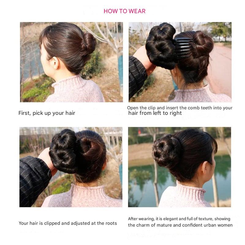 Blumenförmige Haarspange mit Haarverlängerung – Fiora