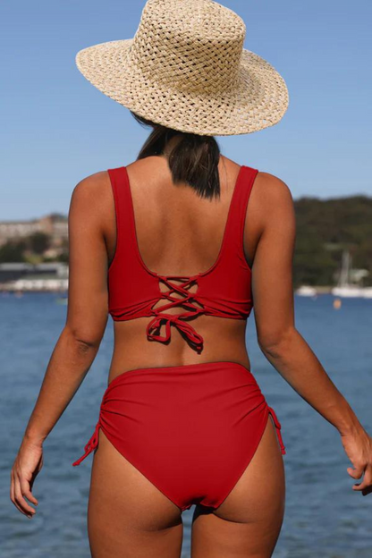 Bunter Bikini mit Kordelzug und gedrehtem Detail – Zaraï