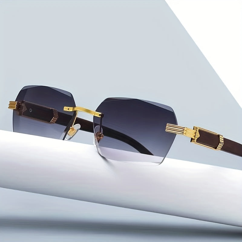 Rahmenlose Sonnenbrille mit rechteckigen Gläsern und Bügeln aus Kunstholz – Verro