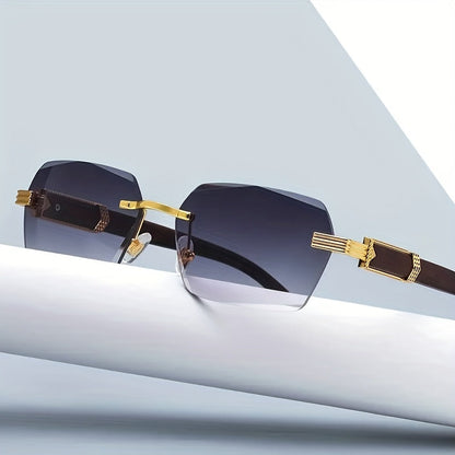 Rahmenlose Sonnenbrille mit rechteckigen Gläsern und Bügeln aus Kunstholz – Verro