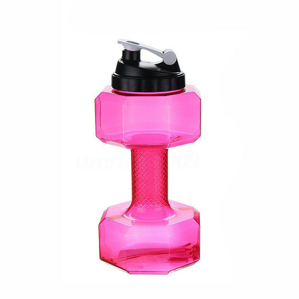 Rosa Hantel-Wasserflasche, Kunststoff, Fitness, Sport, Trinkflasche, 550ml, mit Deckel.