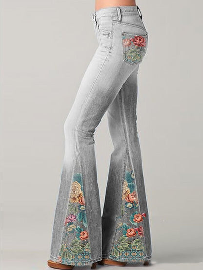 Auslaufende Hose mit trendigem Blumenmuster - Luna