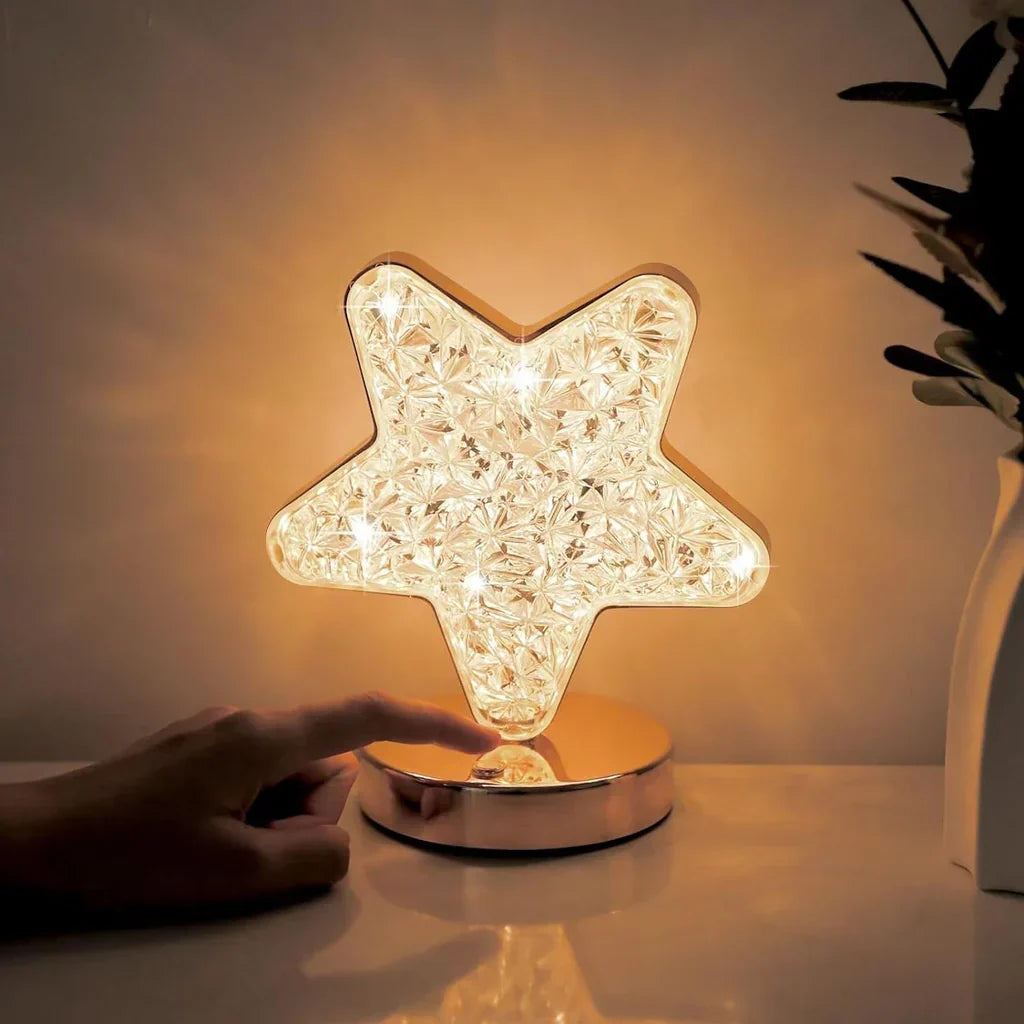 Sternförmige LED-Lampe, warmweiß, dekorativ, Tischleuchte, modernes Design, Wohnzimmerbeleuchtung.
