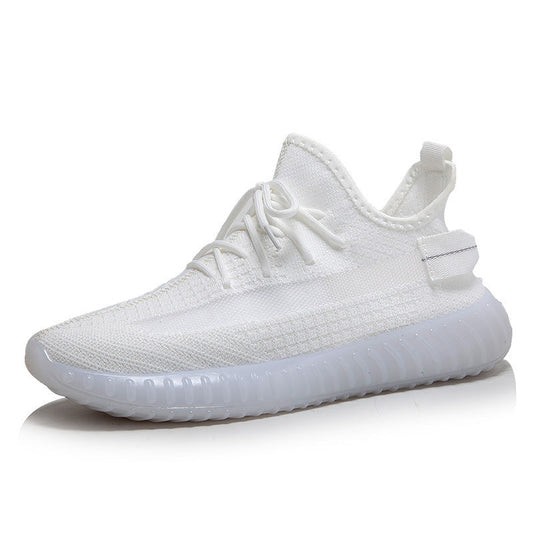 Weiße Sneaker, atmungsaktives Mesh, sportlich, modisch, rutschfeste Sohle, Unisex.