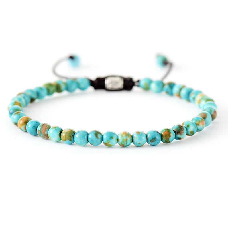 Türkisfarbenes Perlenarmband, verstellbar, handgefertigt, Schmuck für Damen und Herren.
