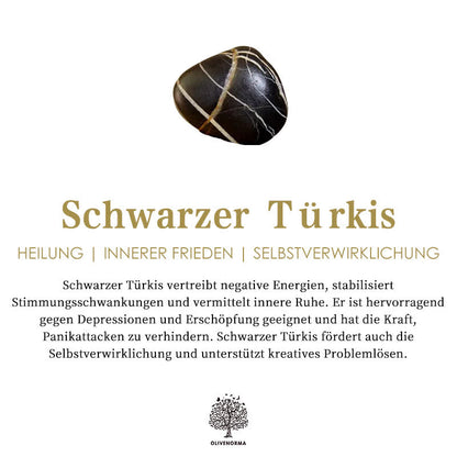 Schwarzer Türkis Heilstein, stabilisiert Stimmung, fördert innere Ruhe, Selbstverwirklichung.