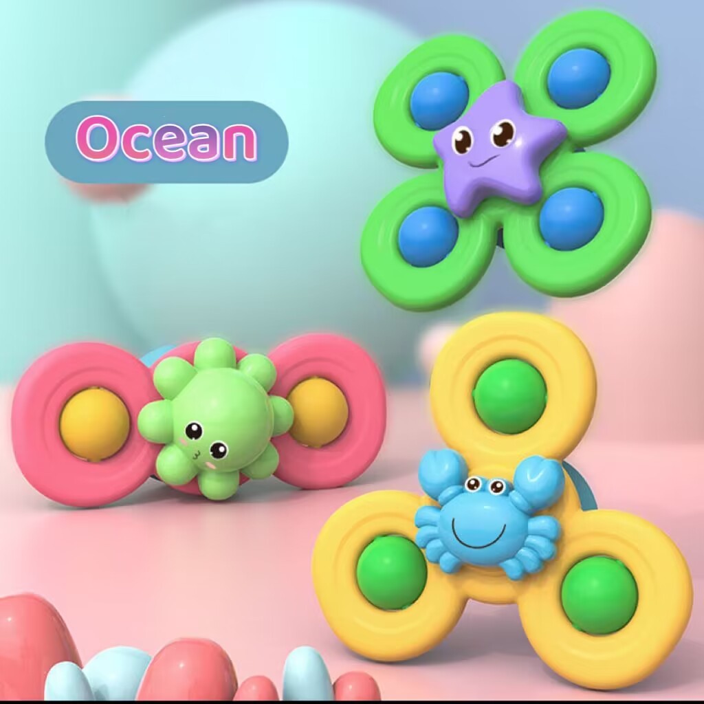 Bunte Fidget Spinner mit Meerestieren, Kunststoff, Kinder, Stressabbau, Spielzeug, Ozean-Thema.