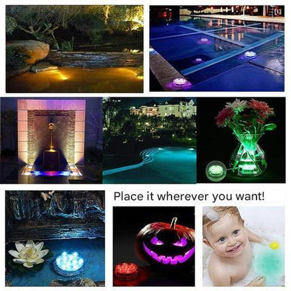 Wasserdichte LED-Unterwasserlampe mit Fernbedienung - GlowRipple