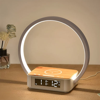 Design Nachttischlampe mit Ladegerät und sanfter Weckfunktion - LumoRise