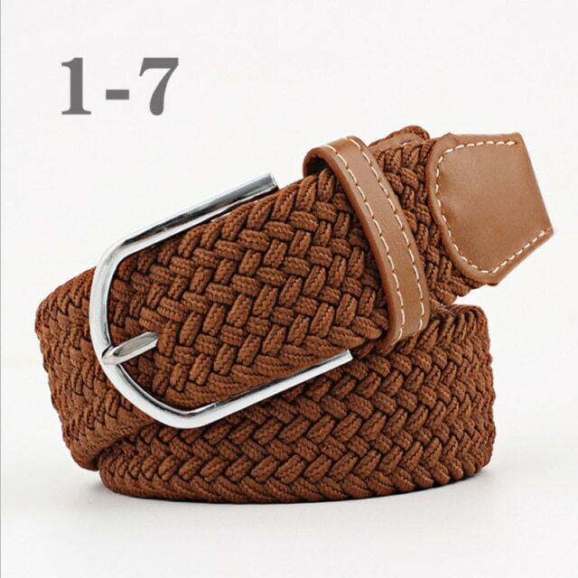 Brauner geflochtener Gürtel mit silberner Schnalle, Unisex, modisch, langlebig, Accessoire.