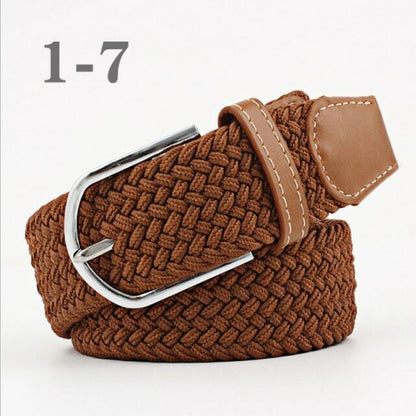 Brauner geflochtener Gürtel mit silberner Schnalle, Unisex, modisch, langlebig, Accessoire.