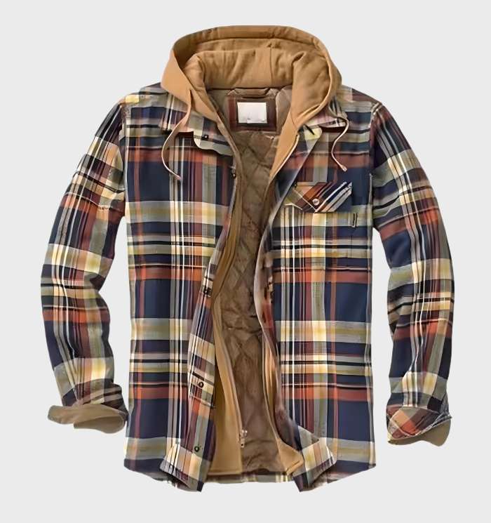 Warme Herrenjacke mit Muster & Kapuze – HeatStyle