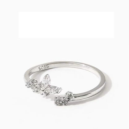 Silberring 925 mit Schmetterlingsdesign, zierlich, Damenring, Schmuck, Geschenkidee.
