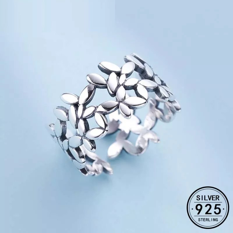 Silberring 925 Sterling, florales Design, Damenring, eleganter Schmuck, Geschenkidee