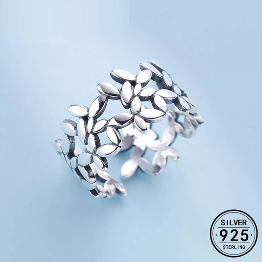 Silberring 925 Sterling, florales Design, Damenring, eleganter Schmuck, Geschenkidee