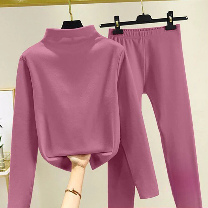 Zweiteilige Damen Winter Set mit Fleecepullover und Hose – Eva
