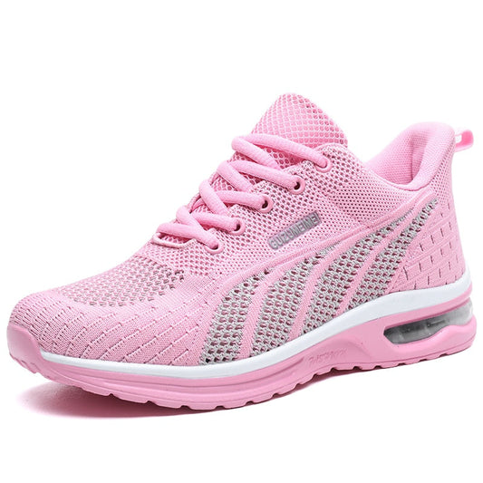 Rosa Damen-Laufschuhe, atmungsaktiv, Mesh, sportlich, modisch, bequem, mit Luftpolstersohle.