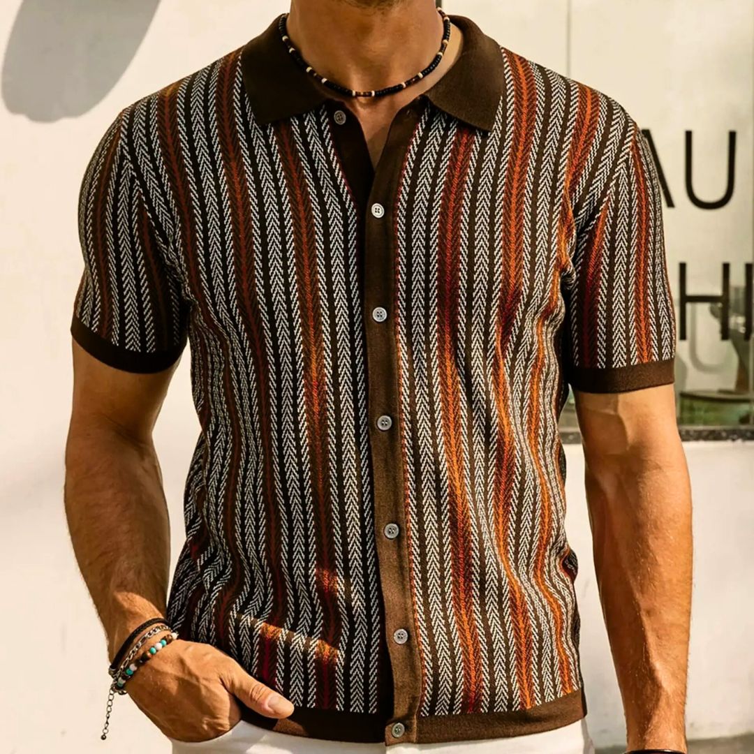 Atmungsaktive Herren Chevron Poloshirt mit Knopfleiste – Julian
