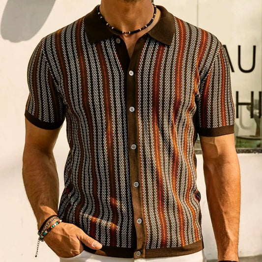 Atmungsaktive Herren Chevron Poloshirt mit Knopfleiste – Julian