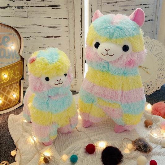 Weiches Regenbogen-Alpaka Kuscheltier aus Plüsch für Babys & Kleinkinder