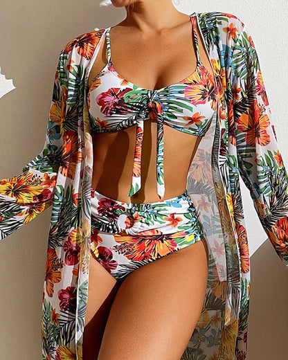 Dreiteiliges Bikini-Set mit Blumenmuster – Yara