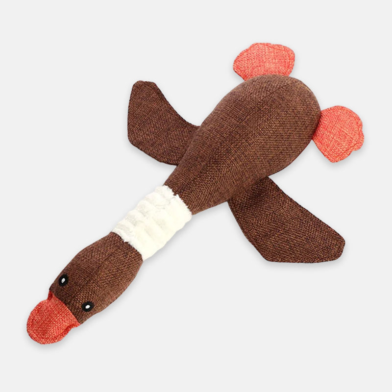 Braunes Stofftier Ente, handgefertigt, weiches Spielzeug, Kinder, Geschenkidee, nachhaltig.