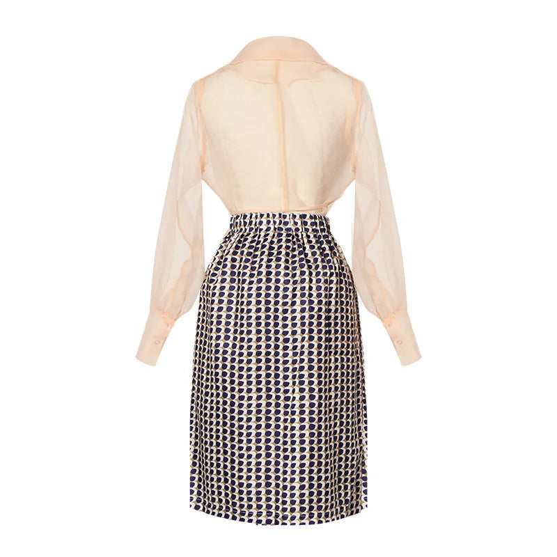 Zweiteiliges Chiffon-Sommer-Set mit Gürtel und Rock – Maurelle