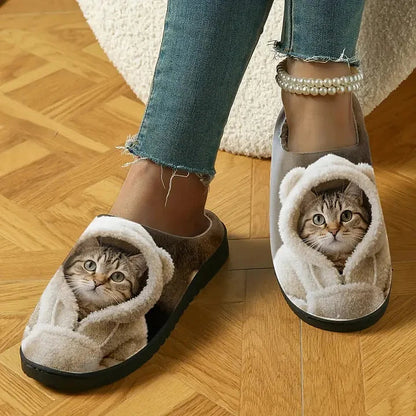 Cozy 3D Cat Face Slip-On Slippers 3