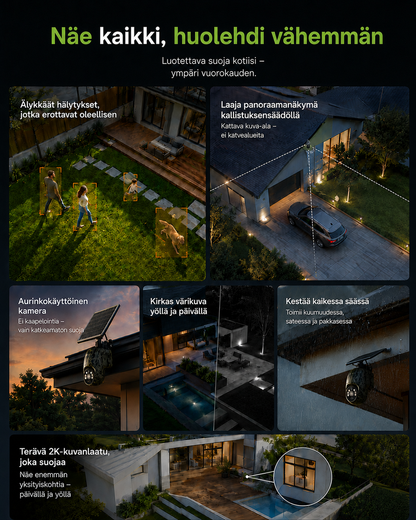 Solar-Powered Wireless Security Camera with 4G LTE or Wi-Fi, 2K, PTZ, Night Vision 4