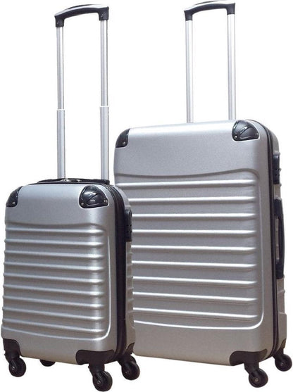 Silberes Kofferset | 2-Teilig | Urlaubreise | Handgepäck | 4 Rollen-Luzern Mode