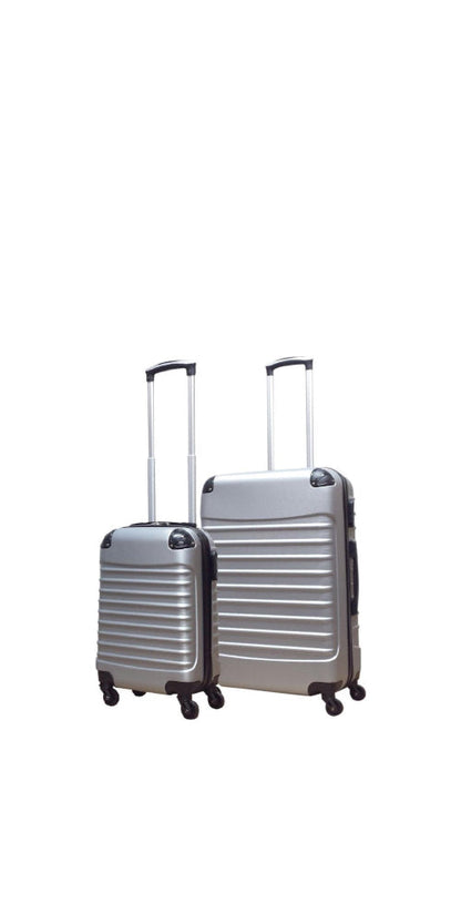 Silberes Kofferset | 2-Teilig | Urlaubreise | Handgepäck | 4 Rollen-Luzern Mode