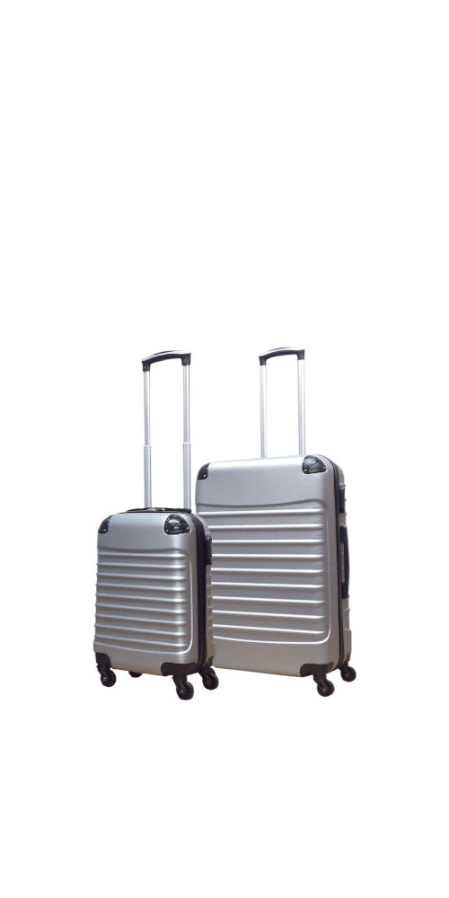 Silberes Kofferset | 2-Teilig | Urlaubreise | Handgepäck | 4 Rollen-Luzern Mode