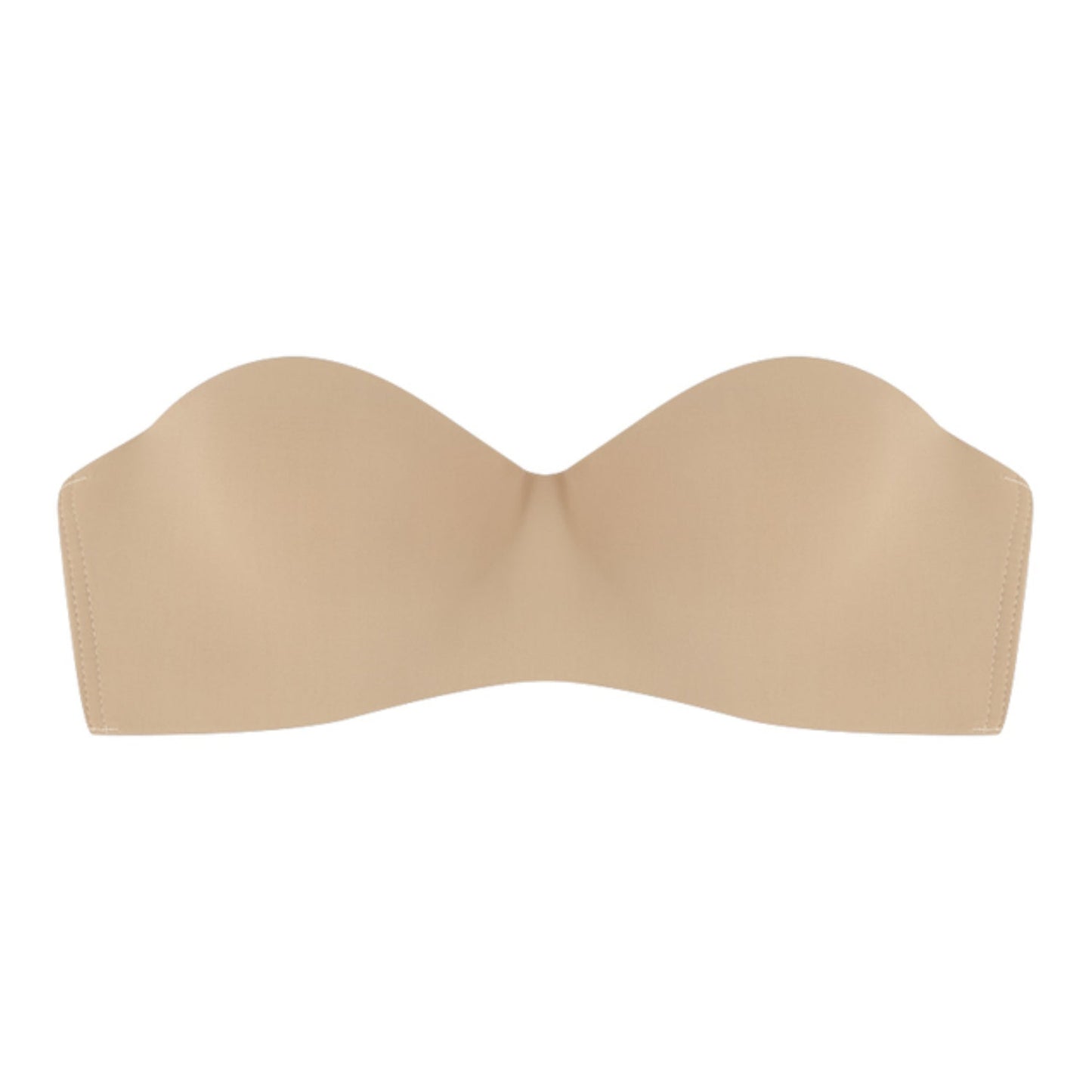 Beiger trägerloser nahtloser Damen-BH, bequem, weich, ohne Bügel, ideal für Sport.