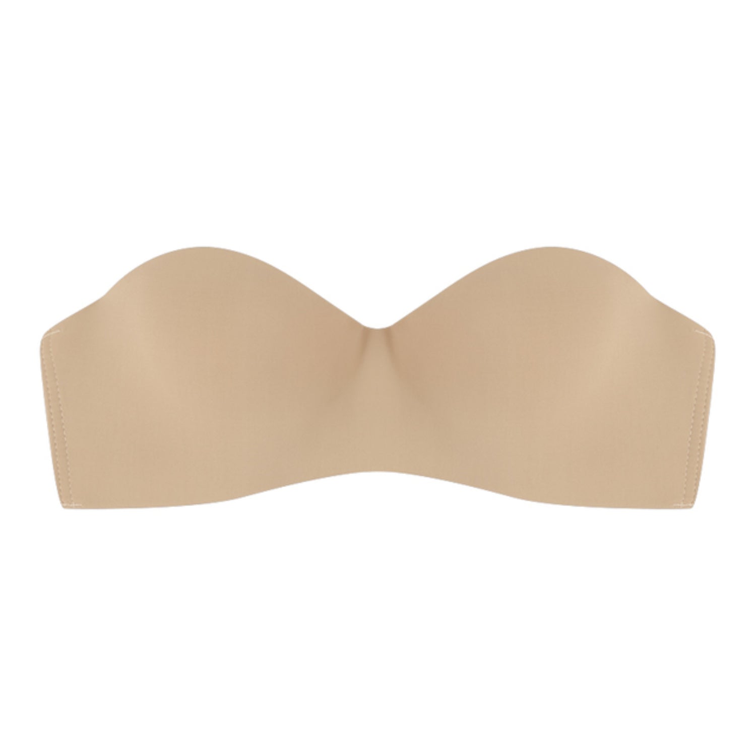 Beiger trägerloser nahtloser Damen-BH, bequem, weich, ohne Bügel, ideal für Sport.