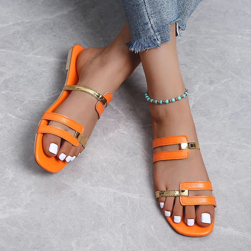 Damen flache Sommerschlappen mit offener Zehenpartie – Avianne