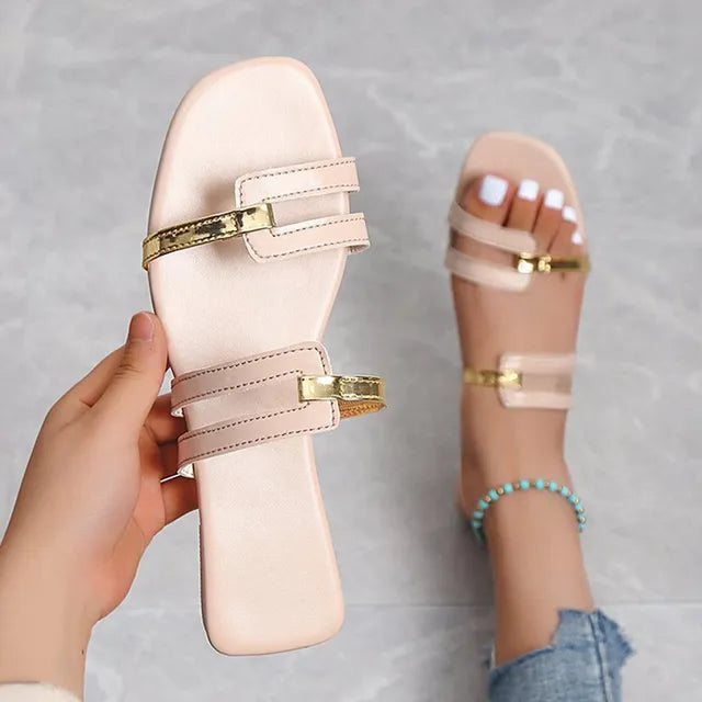 Damen flache Sommerschlappen mit offener Zehenpartie – Avianne