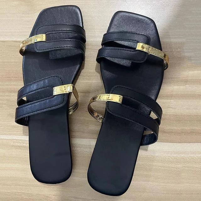 Damen flache Sommerschlappen mit offener Zehenpartie – Avianne