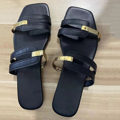 Damen flache Sommerschlappen mit offener Zehenpartie – Avianne