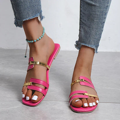 Damen flache Sommerschlappen mit offener Zehenpartie – Avianne