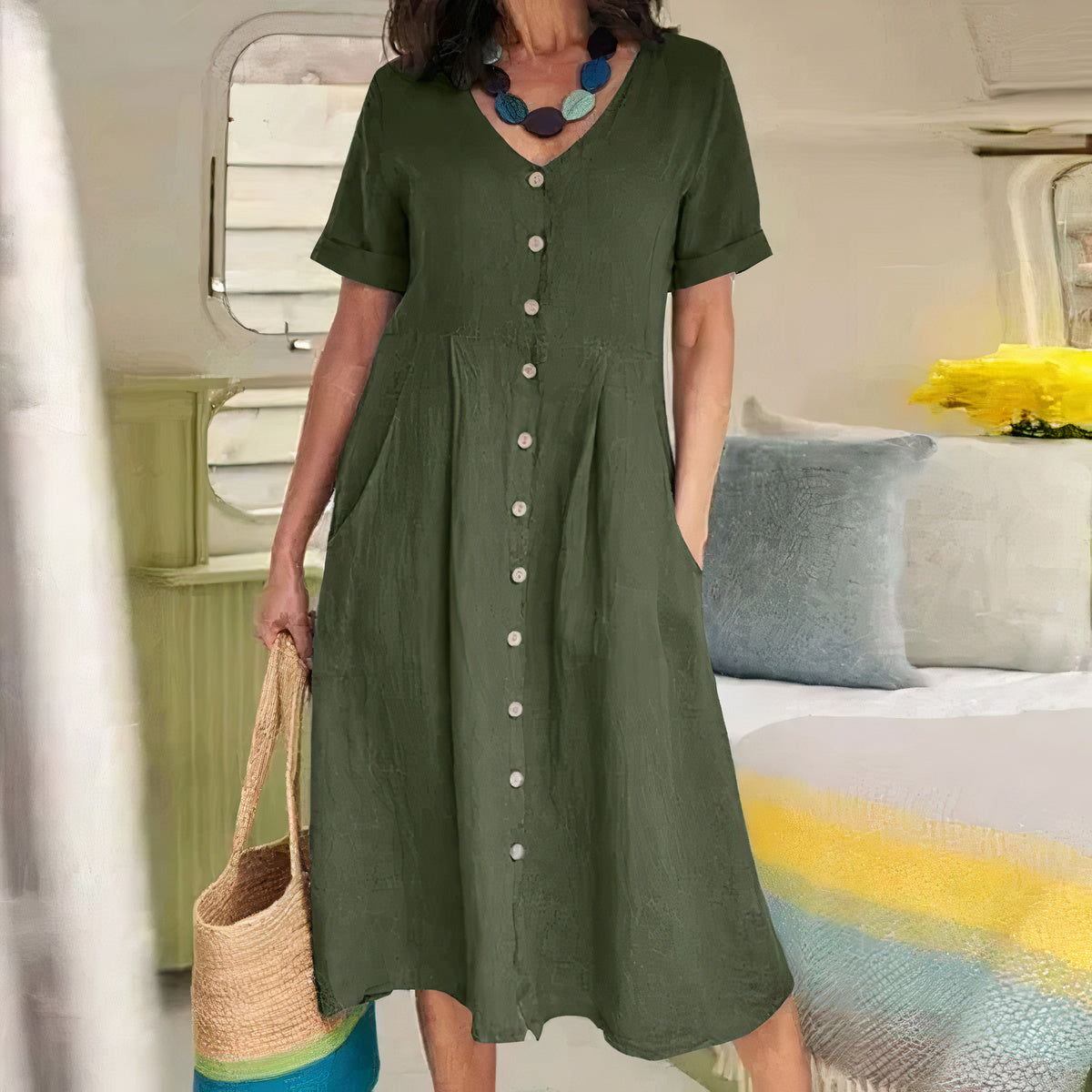 Lässiges Baumwoll‑Leinen‑Sommerkleid – Noor