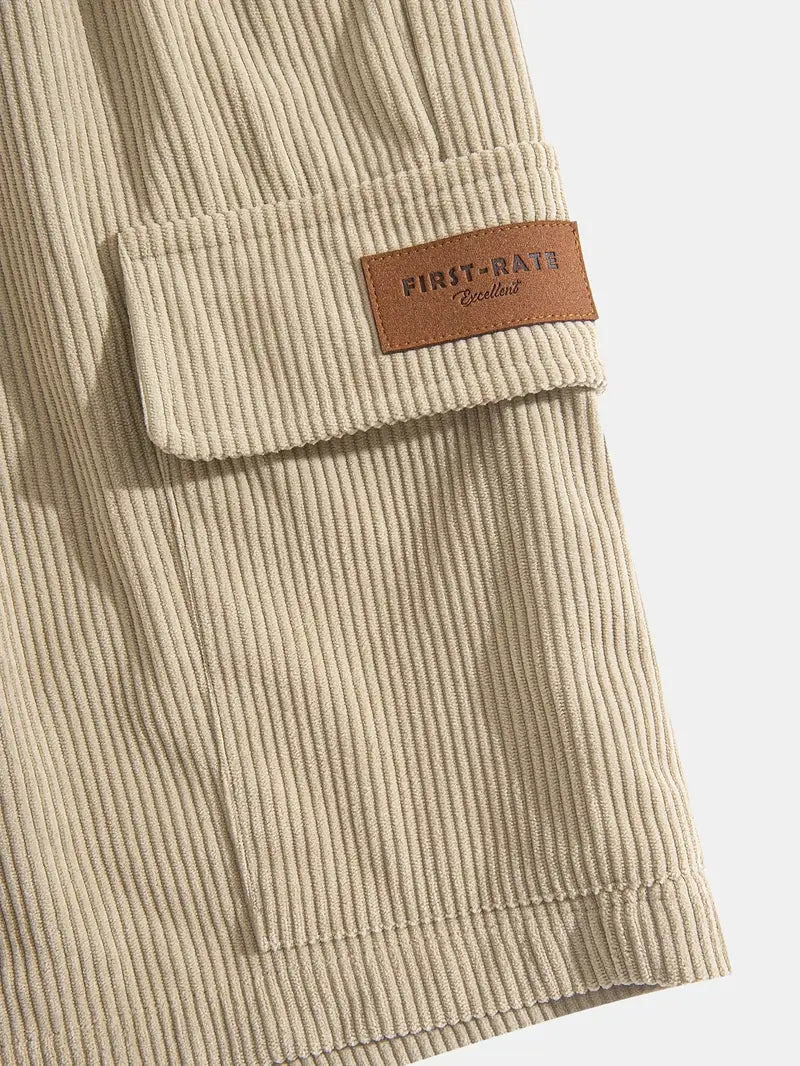 Trendige beige Cord-Cargo-Sommerhose – Tobias
