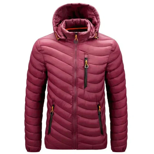 Herren Daunenjacke wasserabweisend mit abnehmbarer Kapuze – Alaric