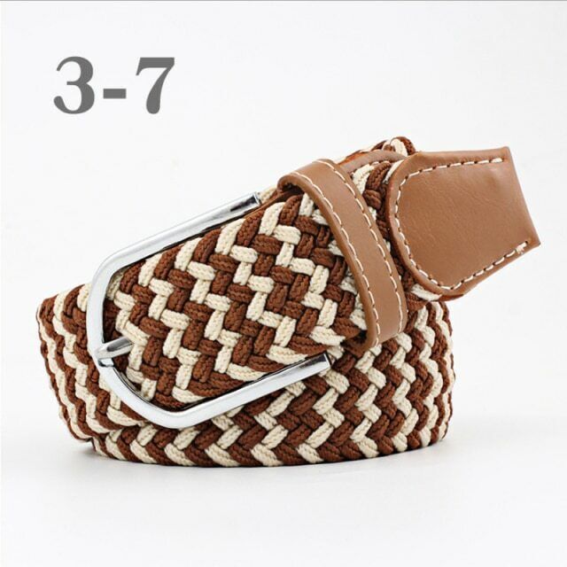 Geflochtener Gürtel braun-beige, Metallschnalle, Unisex, modisch, langlebig, Accessoire.