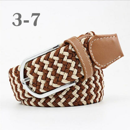 Geflochtener Gürtel braun-beige, Metallschnalle, Unisex, modisch, langlebig, Accessoire.