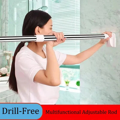 Drill-Free Adjustable Tension Rod for Curtains, Showers and Closets 1
