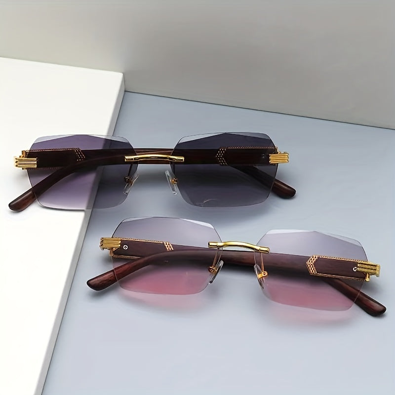 Rahmenlose Sonnenbrille mit rechteckigen Gläsern und Bügeln aus Kunstholz – Verro