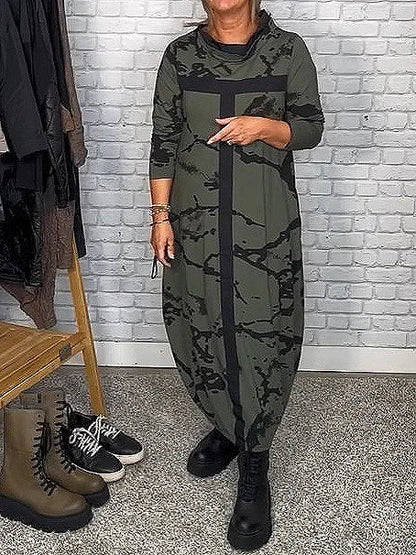Kleid mit langen Ärmeln und Retro-Muster – Livienne