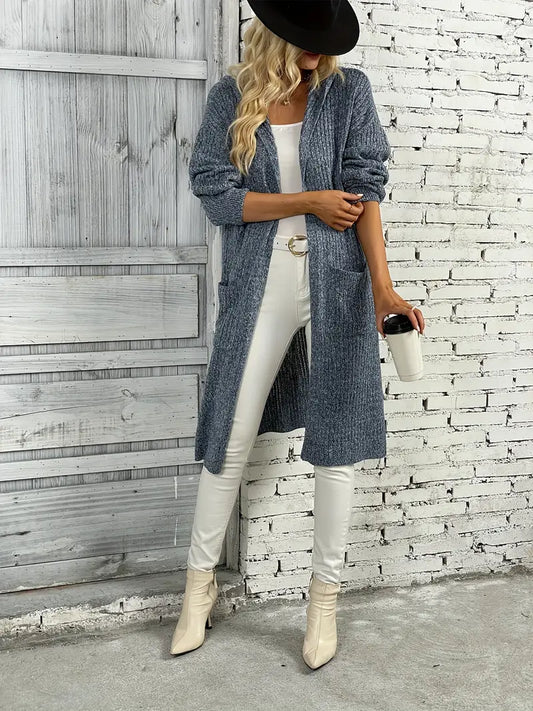 Langes Damen Strickcardigan für Herbst & Winter – Elara