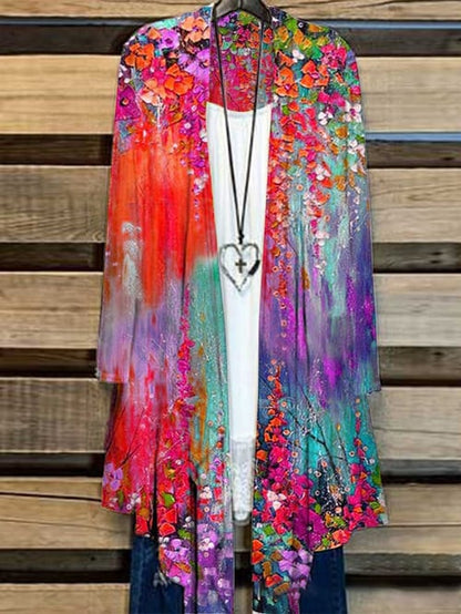 Lang Damenjacke mit Blumenmuster – Liva