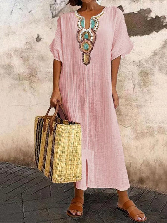 Kaftan-Maxikleid mit Stickereien – Yasmin